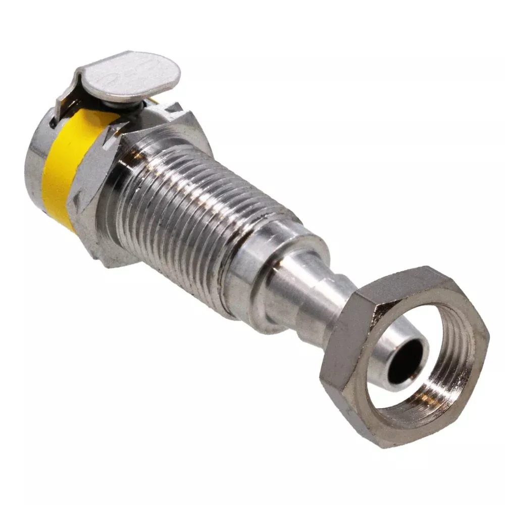 Colder MC1604K2 1/4 Hose Barb Non-Valved Panel Mount Chrome-plated Brass Coupling Body - Yellow