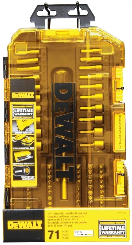 DEWALT DWMT73808 Multi-Bit and Nut Driver Set, 70-Piece, Chrome-Plated