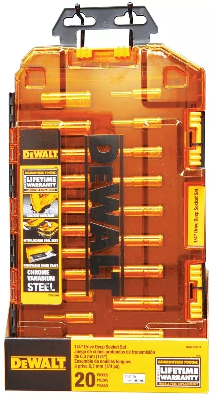 DEWALT DWMT73811 Socket Set, Steel, Chrome-Plated