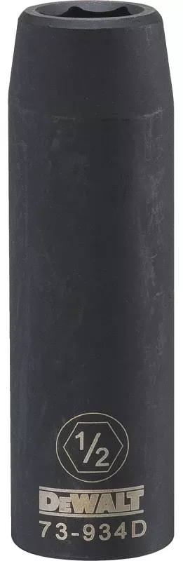 DEWALT DWMT73934OSP Impact Socket, 1/2 in Socket, 19/32 in D Socket, 1/2 in Drive, 6-Point, CR-440 Steel, Black Oxide