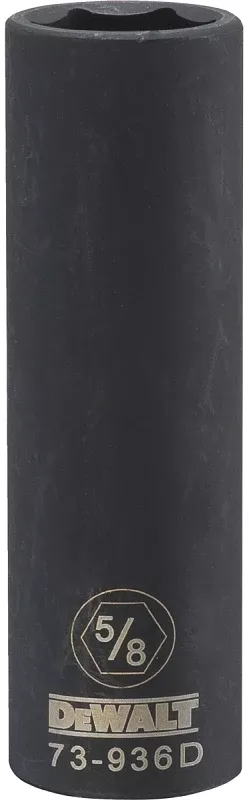 DEWALT DWMT73936OSP Impact Socket, 5/8 in Socket, 1/2 in Drive, 6-Point, CR-440 Steel, Black Oxide