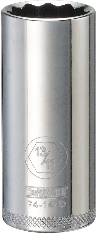 DEWALT DWMT74141OSP Drive Hand Socket, 13/16 in Socket, 3/8 in Drive, 12-Point, Steel, Polished Chrome Vanadium