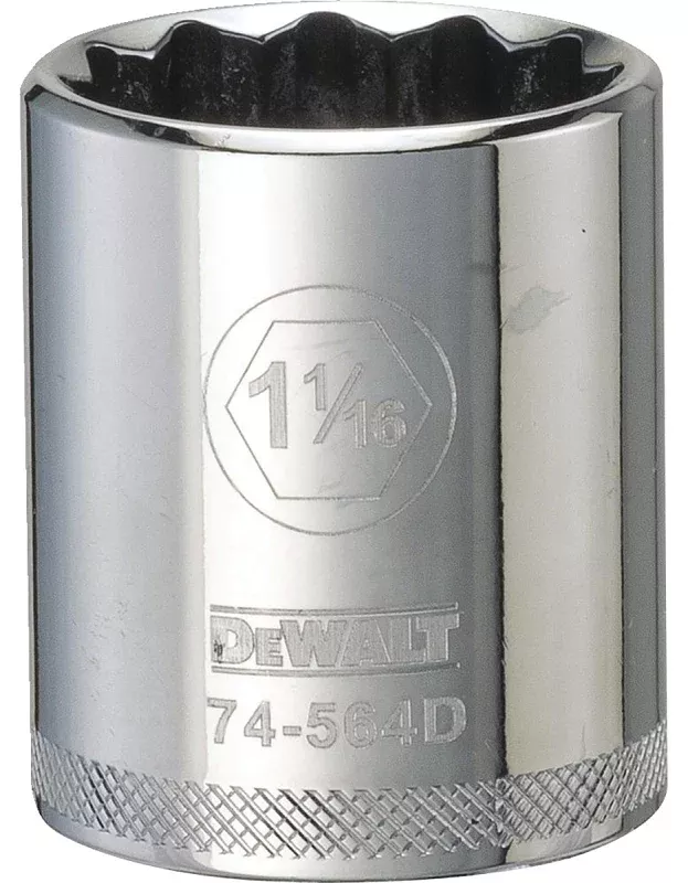 DEWALT DWMT74564OSP Drive Hand Socket, 1-1/16 in Socket, 1/2 in Drive, 12-Point, Steel, Polished Chrome Vanadium