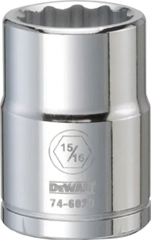 DEWALT DWMT74602OSP Drive Hand Socket, 15/16 in Socket, 3/4 in Drive, 12-Point, Steel, Polished Chrome Vanadium