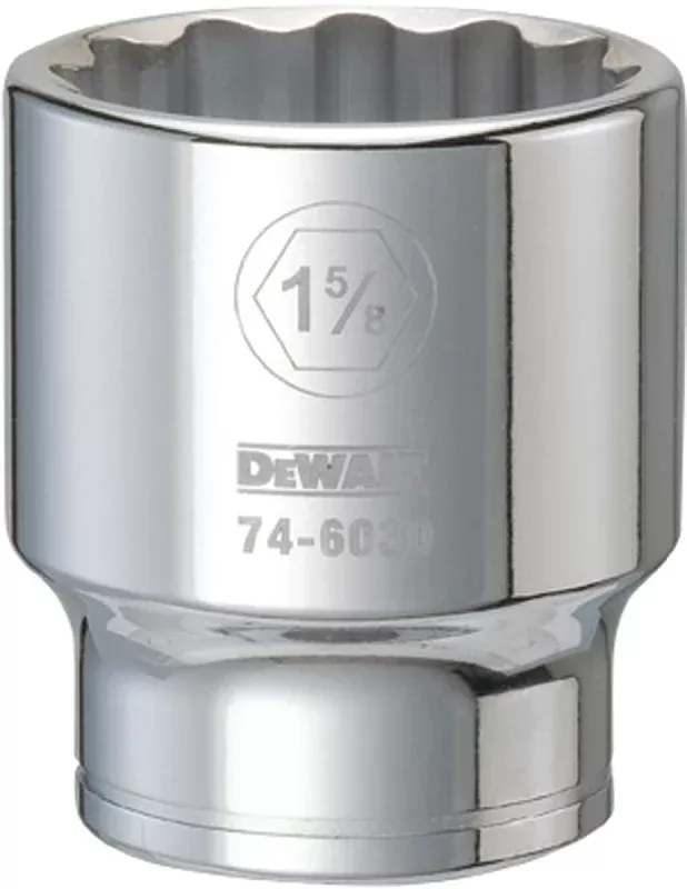 DEWALT DWMT74603OSP Drive Hand Socket, 1-5/8 in Socket, 3/4 in Drive, 12-Point, Steel, Polished Chrome Vanadium