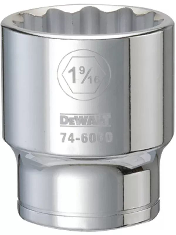 DEWALT DWMT74606OSP Drive Hand Socket, 1-9/16 in Socket, 3/4 in Drive, 12-Point, Steel, Polished Chrome Vanadium