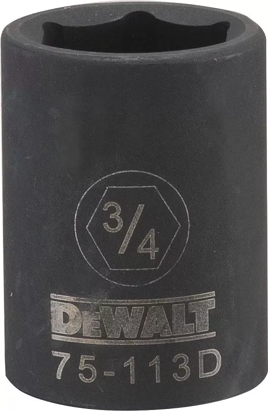 DEWALT DWMT75113OSP Impact Socket, 3/4 in Socket, 1/2 in Drive, 6-Point, CR-440 Steel, Black Oxide
