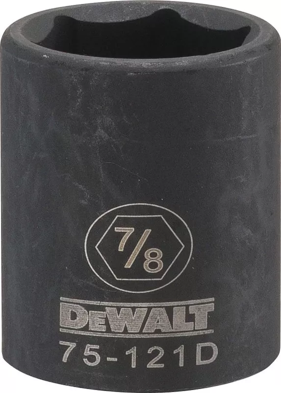DEWALT DWMT75121OSP Impact Socket, 7/8 in Socket, 1/2 in Drive, 6-Point, CR-440 Steel, Black Oxide