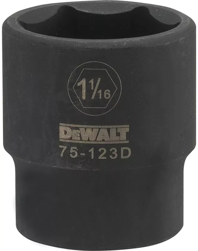 DEWALT DWMT75123OSP Impact Socket, 1-1/16 in Socket, 1/2 in Drive, 6-Point, Chrome Vanadium Steel, Chrome-Plated