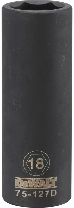 DEWALT DWMT75127OSP Impact Socket, 18 mm Socket, 1/2 in Drive, 6-Point, Chrome Vanadium Steel, Chrome-Plated