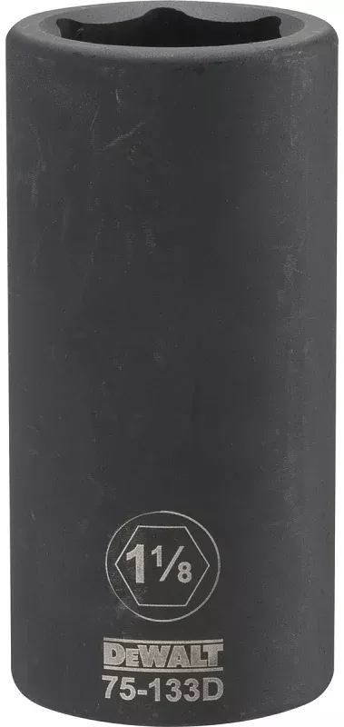 DEWALT DWMT75133OSP Impact Socket, 1-1/8 in Socket, 1-13/32 in D Socket, 3/4 in Drive, 6-Point, CR-440 Steel