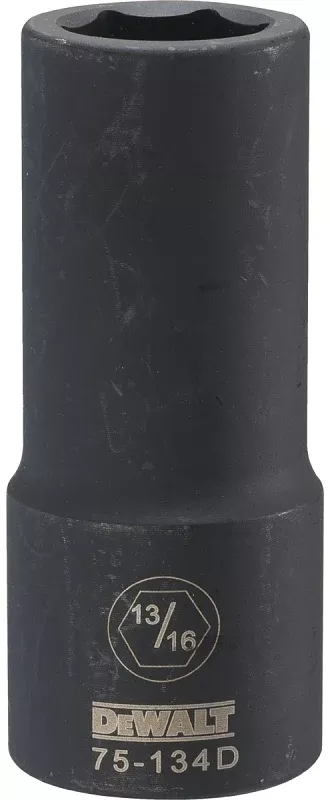 DEWALT DWMT75134OSP Impact Socket, 13/16 in Socket, 1-1/32 in D Socket, 3/4 in Drive, 6-Point, CR-440 Steel
