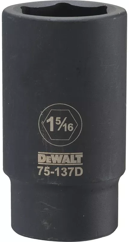 DEWALT DWMT75137OSP Impact Socket, 1-5/16 in Socket, 1-13/32 in D Socket, 3/4 in Drive, 6-Point, CR-440 Steel