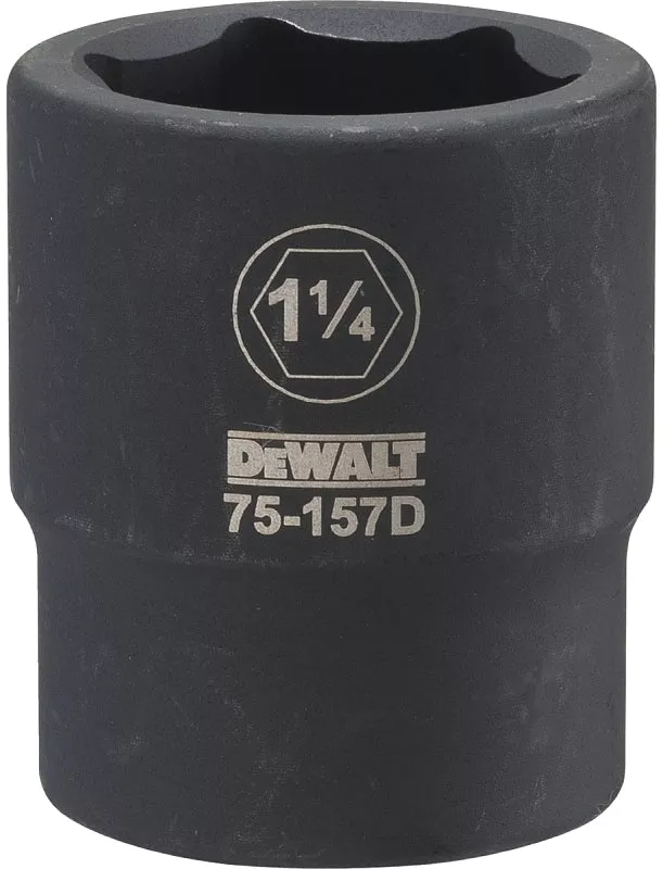 DEWALT DWMT75157OSP Impact Socket, 1-1/4 in Socket, 23/32 in D Socket, 3/4 in Drive, 6-Point, CR-440 Steel, Black Oxide