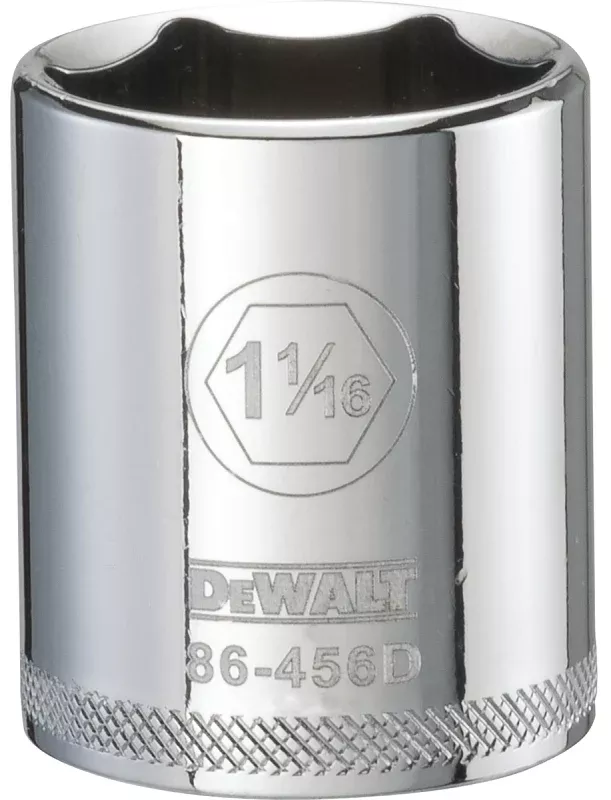 DEWALT DWMT86456OSP Drive Hand Socket, 1-1/16 in Socket, 1/2 in Drive, 6-Point, Steel, Polished Chrome Vanadium