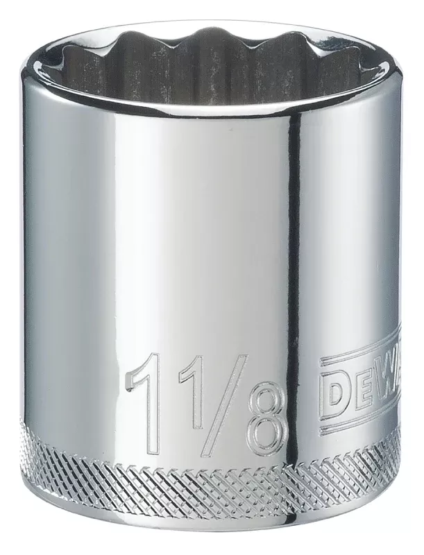 DEWALT DWMT86473OSP Hand Socket, 1-1/8 in Socket, 1/2 in Drive, 12-Point, Vanadium Steel, Polished Chrome-Plated