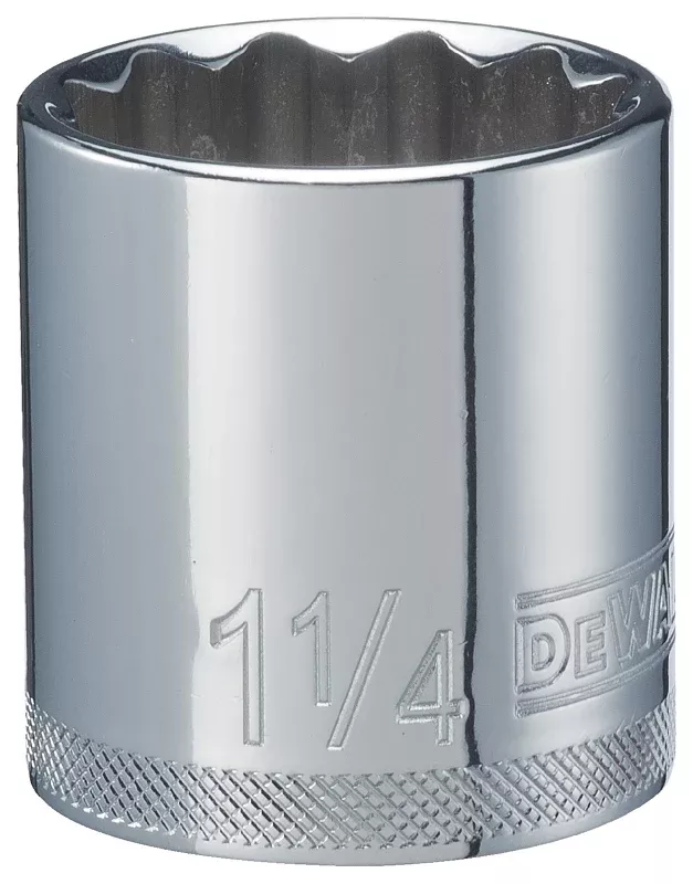 DEWALT DWMT86474OSP Hand Socket, 1-1/4 in Socket, 1/2 in Drive, 12-Point, Vanadium Steel, Polished Chrome-Plated