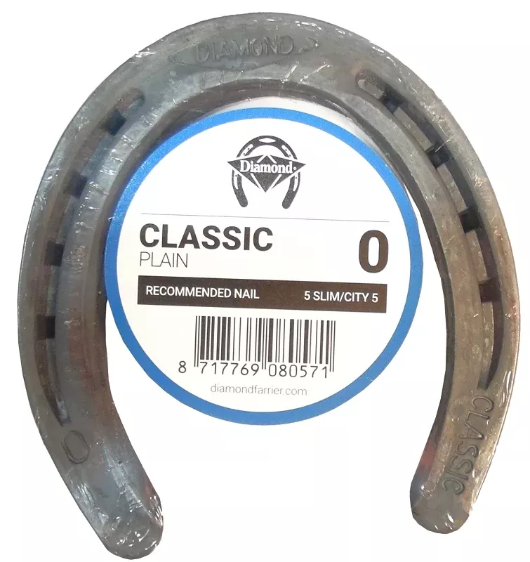 Diamond Farrier DC0PR Classic Plain Horseshoe, 1/4 in Thick, 0, Steel