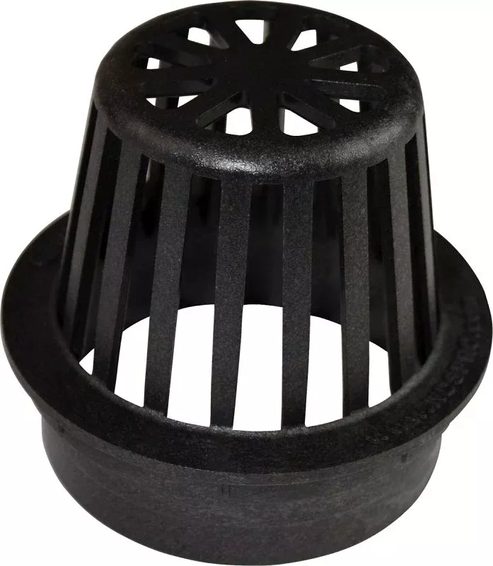 DrainTech 0443SDB Atrium Grate, 4 in Dia, Round, Polyethylene, Black