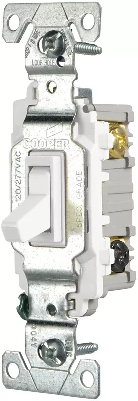 Eaton CSB315STW-SP Toggle Switch, 15 A, 120/277 V, 3-Position, SPDT, Back, Side Wire, Screw Terminal, Brown