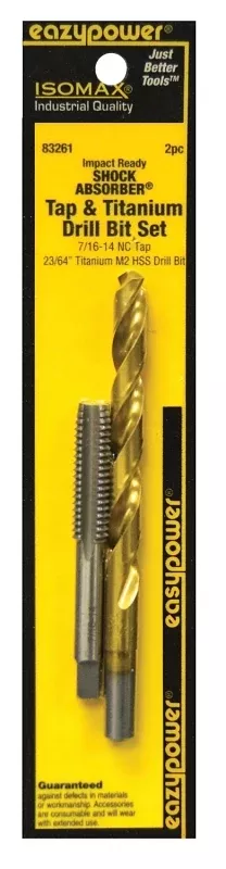 Eazypower 83261 Tap and Drill Set, 7/16-14 Thread, UNC Thread, Straight Flute, HSS
