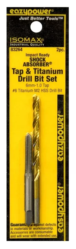Eazypower 83264 Tap and Drill Set, M6x1 Thread, Metric Thread, Straight Flute, HSS