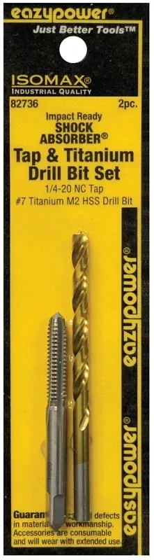 Eazypower SHOCK ABSORBER Series 82736 Tap and Drill Set, 1/4-20 Thread, UNC Thread, Straight Flute, HSS