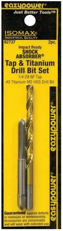 Eazypower SHOCK ABSORBER Series 82737 Tap and Drill Set, 1/4-28 Thread, UNF Thread, Straight Flute, HSS