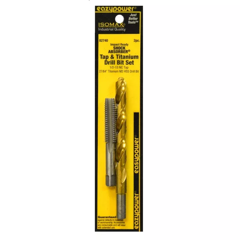 Eazypower SHOCK ABSORBER Series 82740 Tap and Drill Set, 1/2-13 Thread, UNC Thread, Straight Flute, HSS