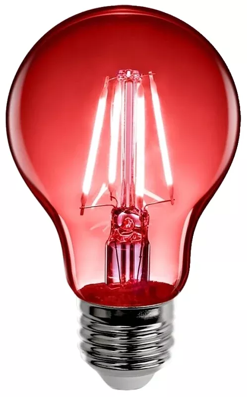 Feit Electric A19/TR/LED Filament LED Bulb, General-Purpose, A19 Lamp, E26 Medium Lamp Base, Dimmable, Clear, Red