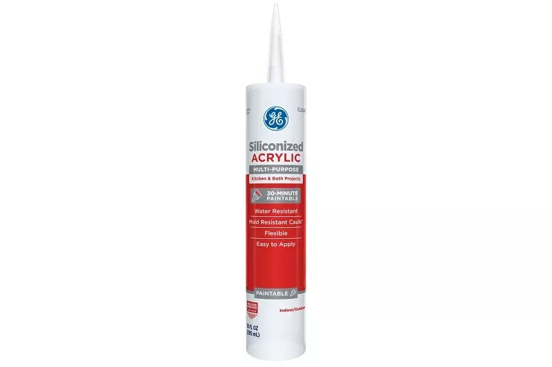 GE Siliconized Multi-Purpose Acrylic 2876713 Kitchen & Bath Caulk, Clear, 2 to 7 days Curing, 10 fl-oz Cartridge, Pack of 12