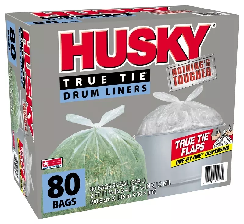 Husky HK55WC080C Trash Bag, 55 gal, Clear