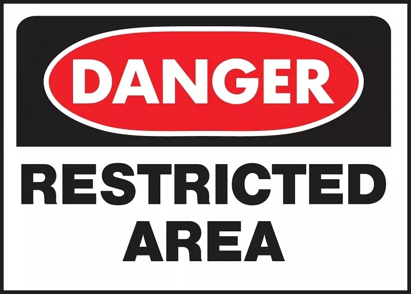 Hy-Ko 501 Danger Sign, Rectangular, RESTRICTED AREA, Black Legend, White Background, Polyethylene, Pack of 5