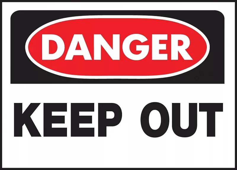 Hy-Ko 512 Danger Sign, Rectangular, KEEP OUT, Black Legend, White Background, Polyethylene, 14 in W x 10 in H Dimensions, Pack of 5