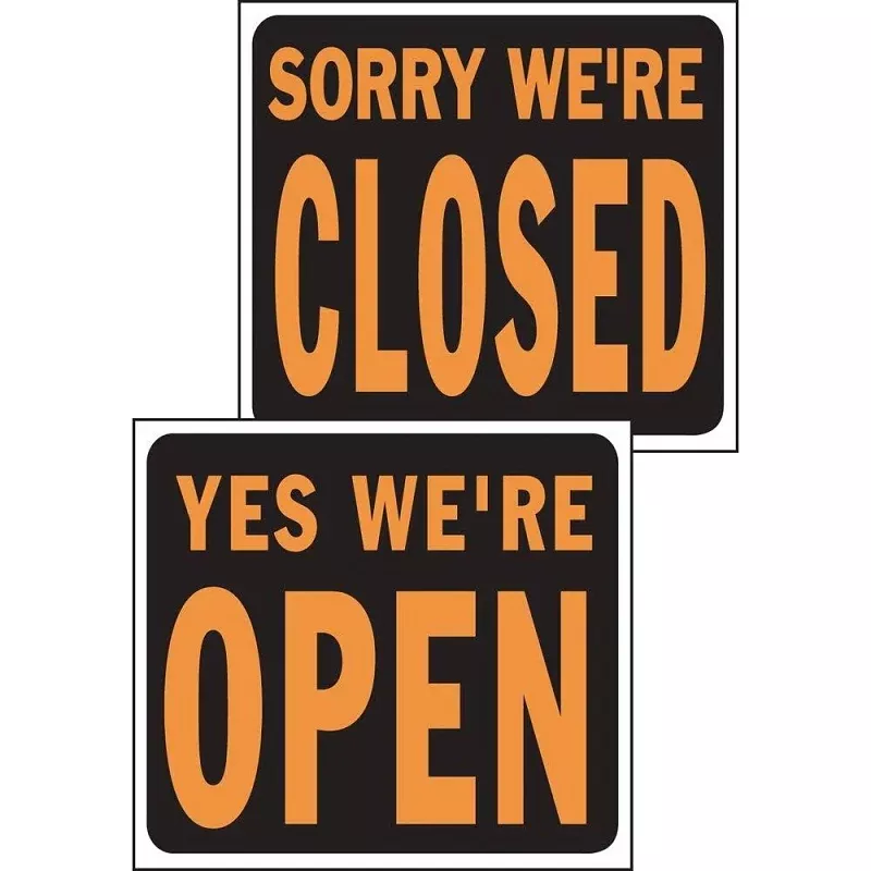 Hy-Ko Hy-Glo Series SP-113 Identification Sign, Rectangular, YES WE'RE OPEN, Fluorescent Orange Legend, Black Background, Pack of 5