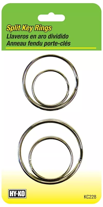 Hy-Ko KC228 Key Ring, Split Ring, 3/4, 1, 1-1/4, 1-1/2 in Ring, Pack of 5