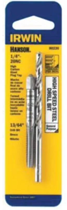 Irwin Hanson 80230 Tap and Drill Bit Set, HCS/HSS, 13/64 in Drill Bit