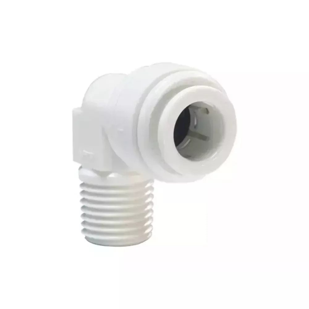 John Guest 3/8" x 1/4" (NPTF) Acetal Fixed Elbow - White