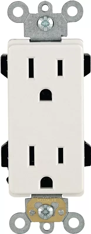 Leviton 242-16252-00W Duplex Receptacle, Polyester, White, 2-Pole, 15 A, 125 V, Back, Side Wiring, NEMA: 5-15R