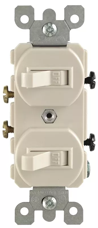 Leviton R56-05224-2TS Combination Switch, 1 -Pole, 15 A, 120/277 V, Wall Mounting, Light Almond