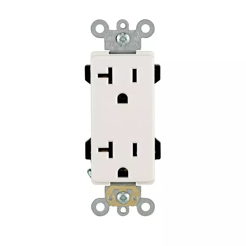 Leviton R62-16352-0WS Duplex Receptacle, Polyester, White, 2-Pole, 20 A, 125 V, Back, Side Wiring, NEMA: 5-20R