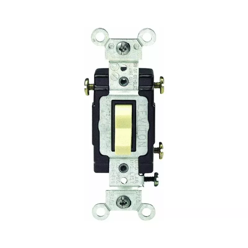 Leviton S03-CS320-2IS Toggle Switch, 20 A, 120/277 V, 2-Position, SPDT, Screw, Side Wire Terminal, Ivory