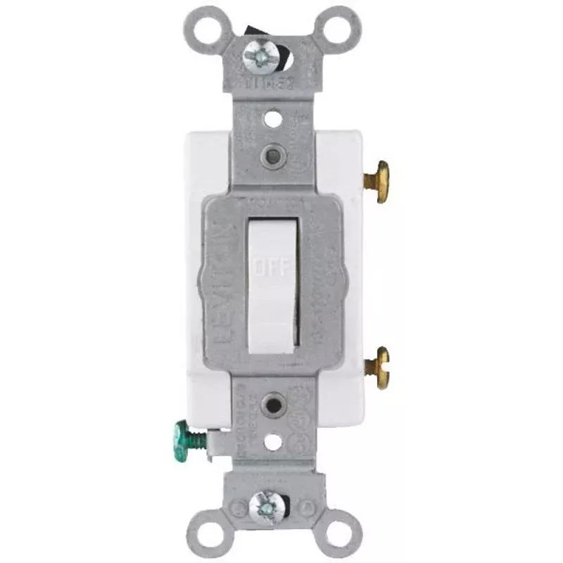 Leviton S08-CS120-2WS Toggle Switch, 20 A, 120/277 V, Screw, Side Wire Terminal, Thermoplastic Housing Material, White