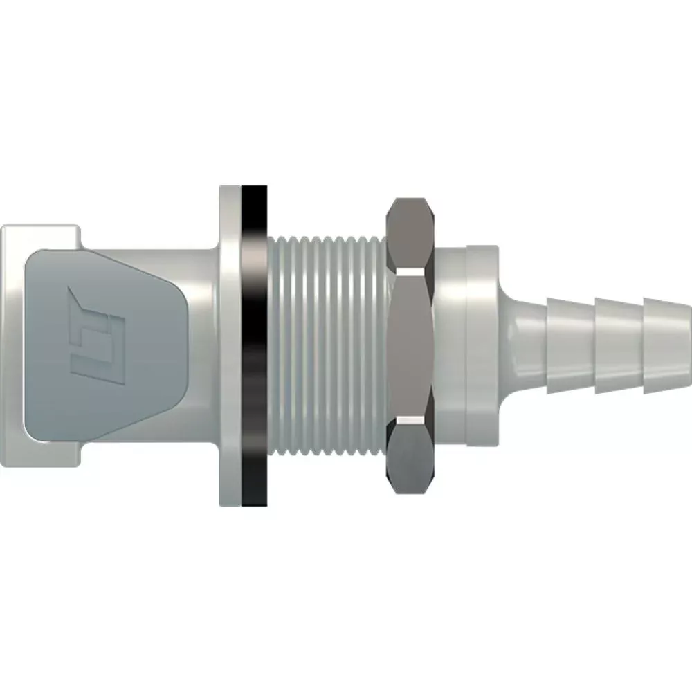 LinkTech 50PP Series Panel Mt. Female, Valved, 1/4" HB, Polypropylene, EPDM
