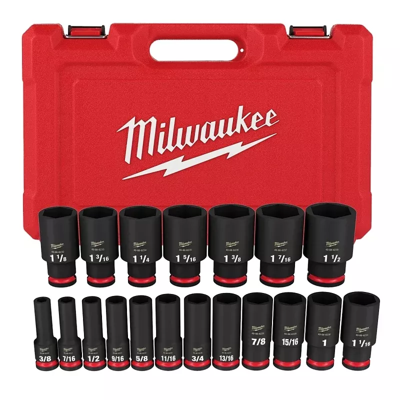 Milwaukee SHOCKWAVE Impact Duty 49-66-7012 Deep Socket Set, Chrome Molybdenum Steel, Black