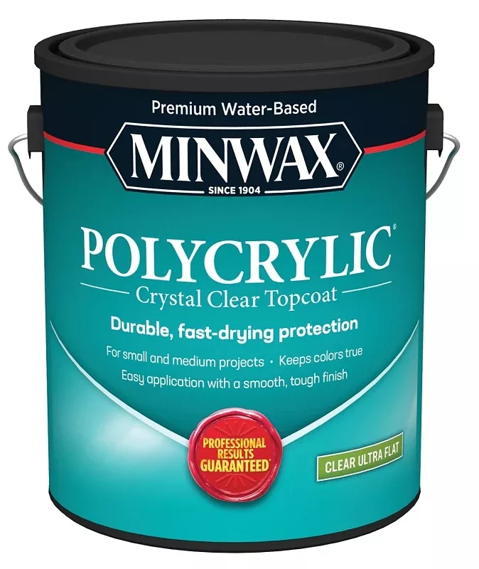 Minwax Polycrylic 111110000 Waterbased Polyurethane, Ultra Flat, Liquid, Clear, 1 gal, Pack of 2