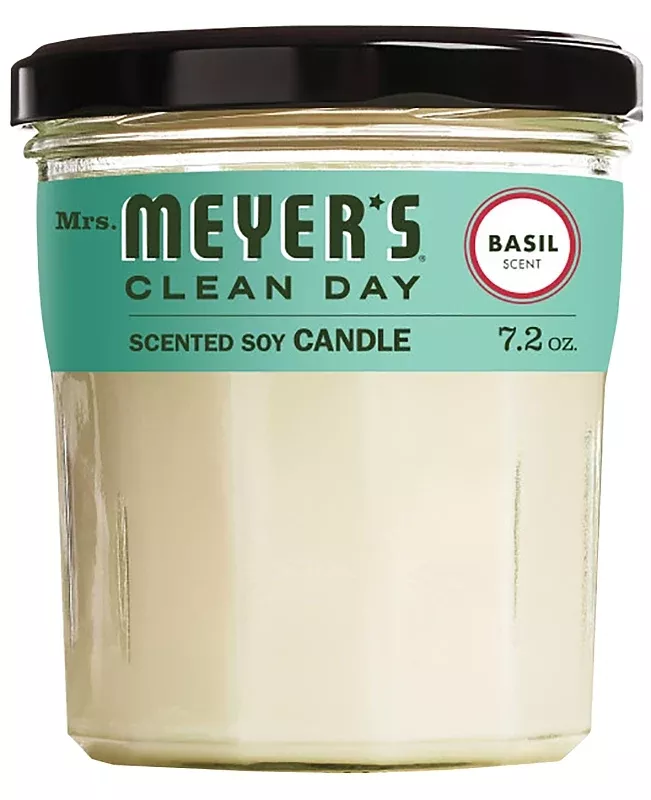 Mrs. Meyer's 44116 Soy Candle, Large, Basil Scent, 35 hr, Creamy