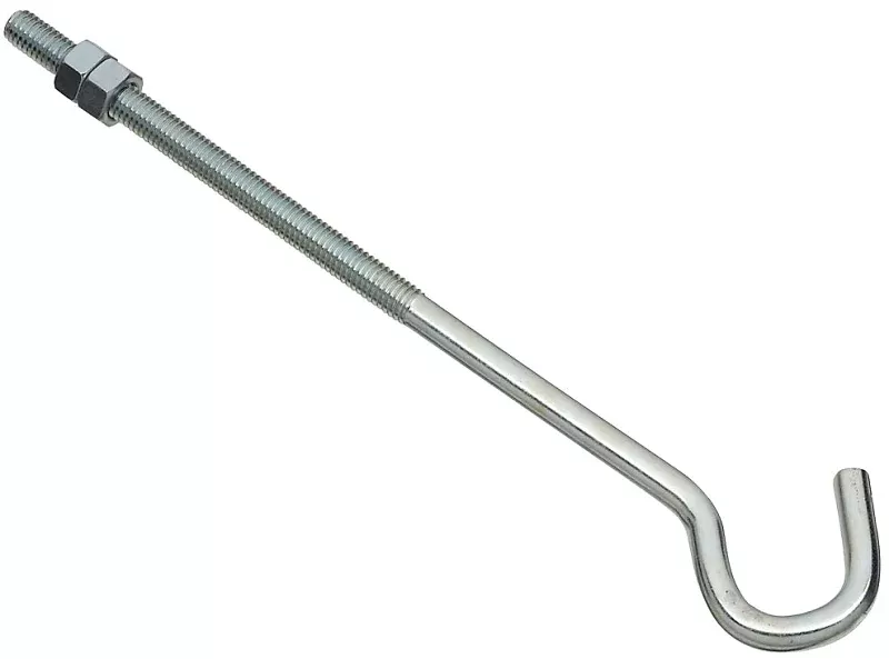 National Hardware 2162BC Series N221-705 Hook Bolt, 3/8-16 Thread, 5 in L Thread, 10 in L, Steel, Zinc-Plated