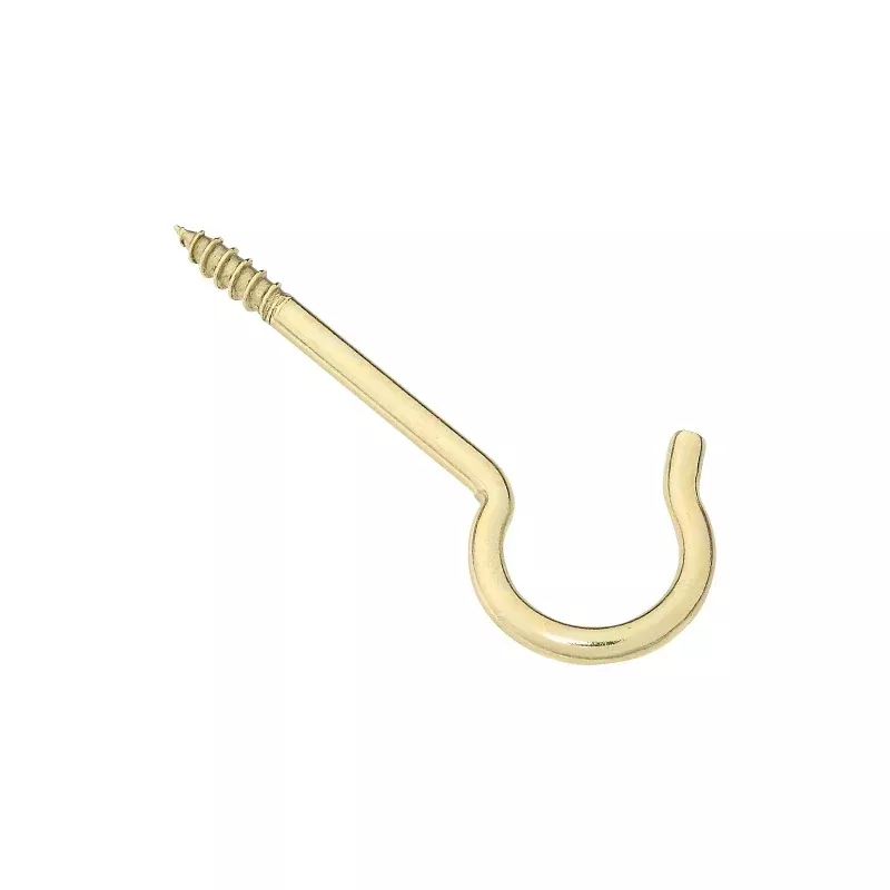 National Hardware V2041 Series N192-278 Ceiling Hook, 25 lb Working Load, #6, Brass