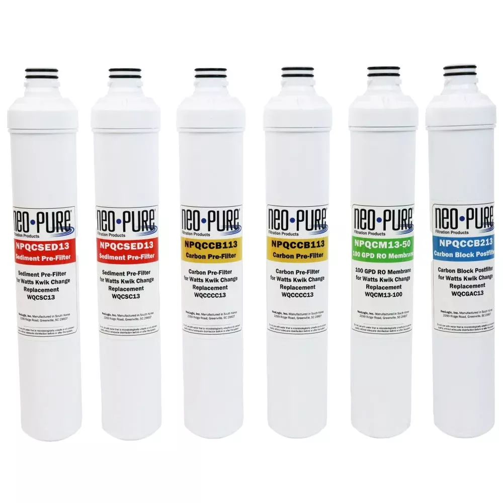 Neo-Pure 13" 50 GPD Replacement RO Membrane Filter Kit for Watts Kwik Change